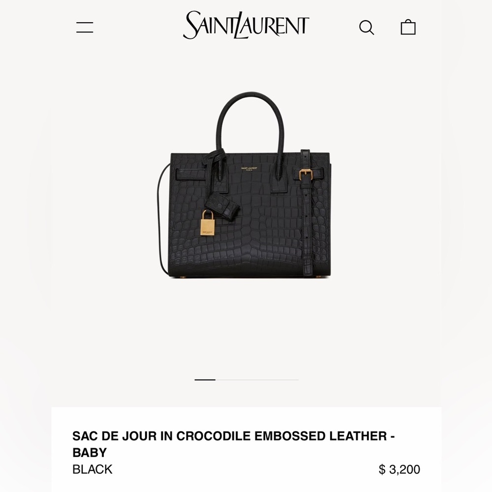 YSL Baby Sac De Jour - Embossed Crocodile - Black